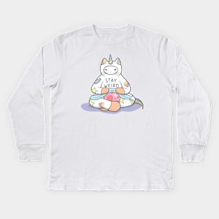 Weird Unicorn Cat cares Kids Long Sleeve T-Shirt